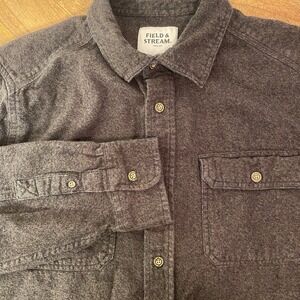Field Stream Flannel Mens Large Button Down Shirt Long Sleeve Outdoor Gray